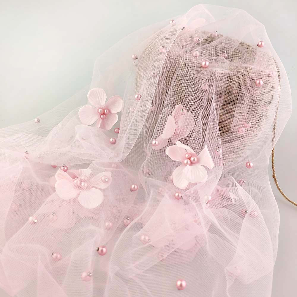 Design Mesh Tulle With Beads Pearl And Flower