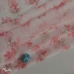 Polyester Multifilament Net Rose Printing Hollow Fabric