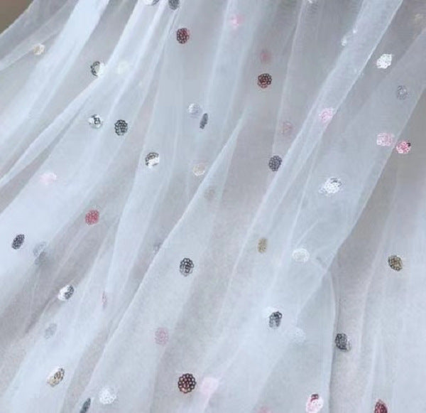 Dot Sequin Embroidery Children's Clothing  Mesh Lace Tulle