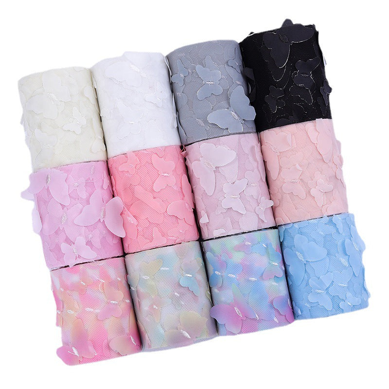 6cm*10Y  3D Butterfly Embroidery Mesh Tulle Roll