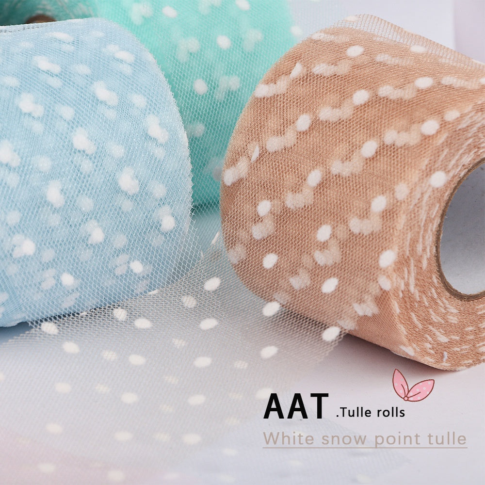 White Snow Point Tulle Polka Dot  Mesh Roll Tulle For Tutu