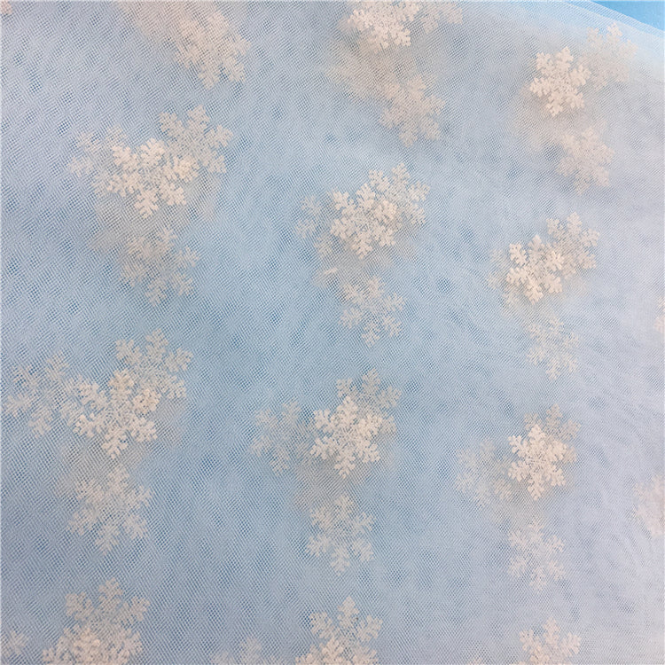 HG6503 Change Turn Color Snowflake Printed Discoloration Tulle Fabric For Dress