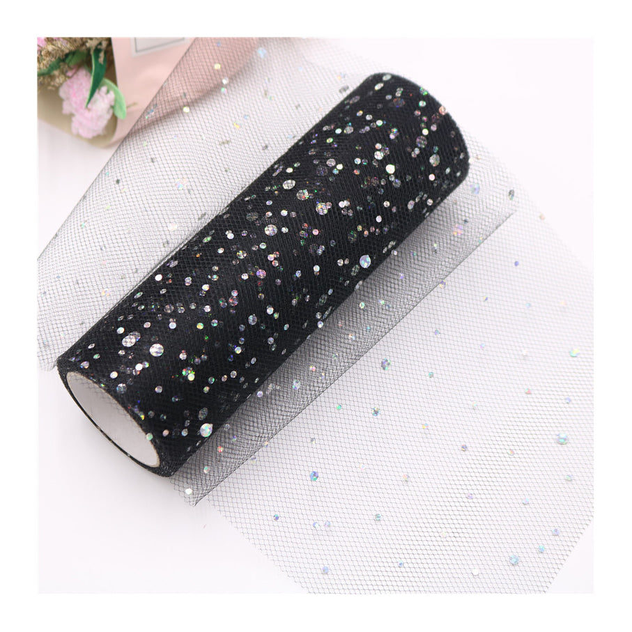 15cm * 10 yards Tulle Roll Silver Sparkle