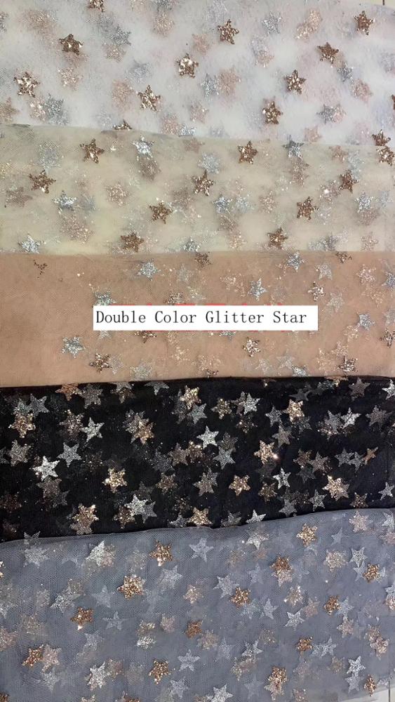 HG6103 Latest Fashion Design Moon And Star Sparkle Mesh Fabric