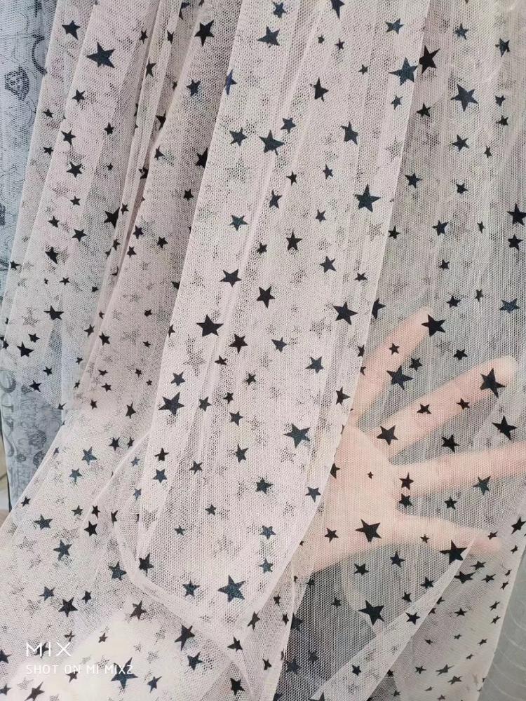 HG6103 Latest Fashion Design Moon And Star Sparkle Mesh Fabric