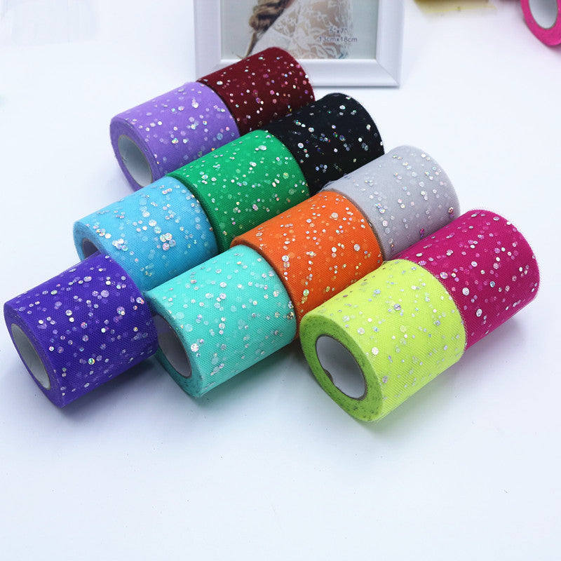 2.5inch*25 yards Laser Print DIY Accessories Tulle roll