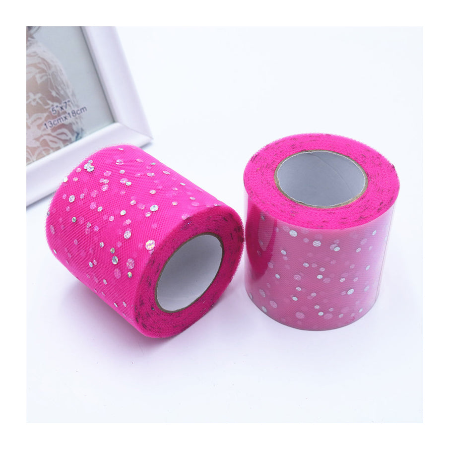 2.5inch*25 yards Laser Print DIY Accessories Tulle roll