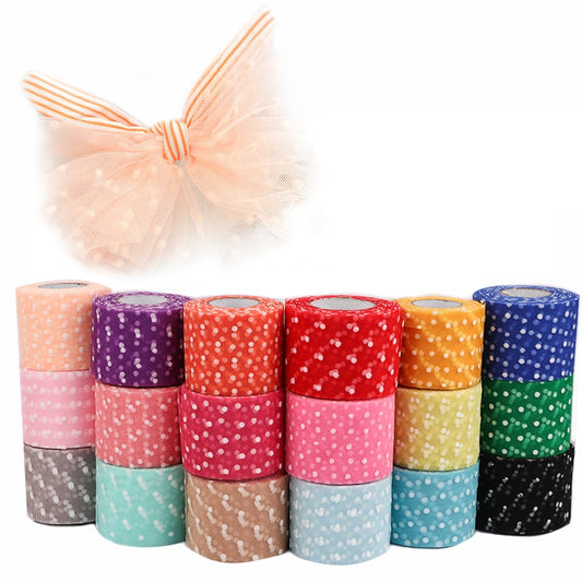 White Snow Point Tulle Polka Dot  Mesh Roll Tulle For Tutu