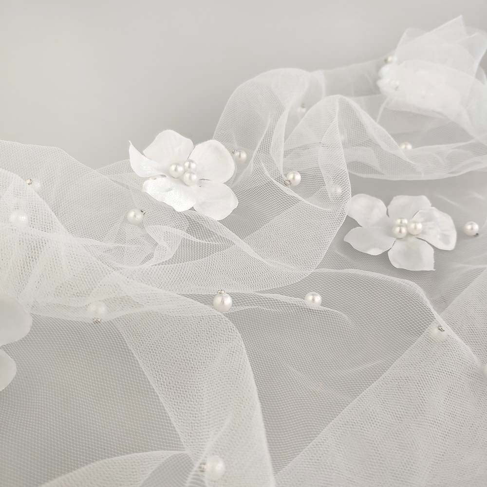 Design Mesh Tulle With Beads Pearl And Flower