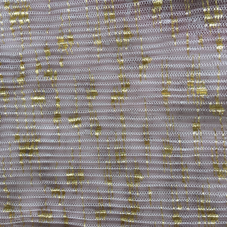 HG6720 Cheap China Knitted Pleated Gold Stamp Wrinkle  Fabric Tulle Mesh Fabrics