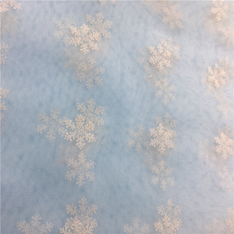 HG6503 Change Turn Color Snowflake Printed Discoloration Tulle Fabric For Dress