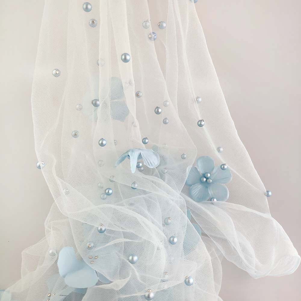 Design Mesh Tulle With Beads Pearl And Flower